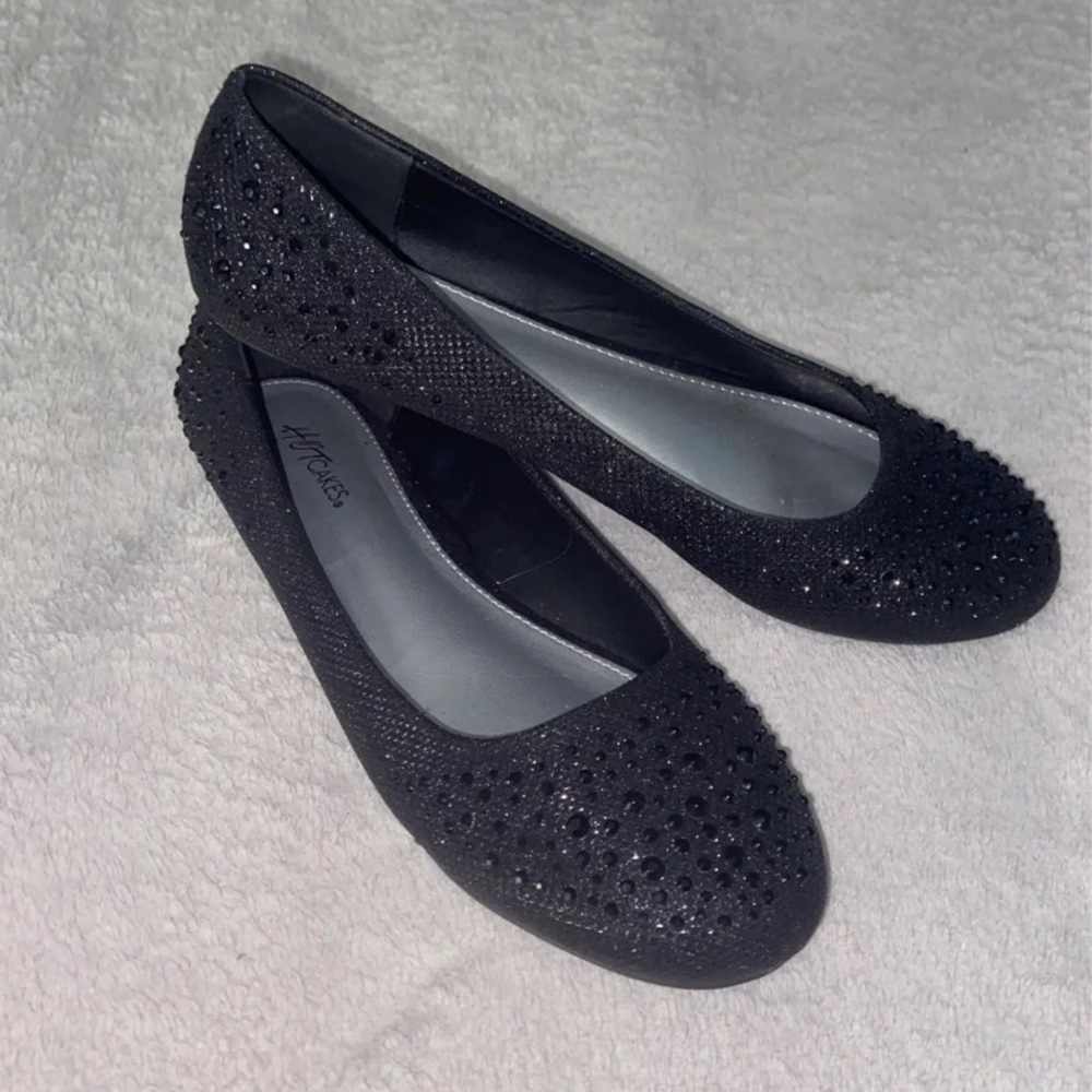 Black sparkle flats